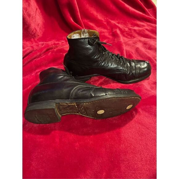 Antique O’Sullivans 1920-30’s Black Leather Tall Boots Sz 9 - Picture 7 of 14